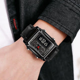 Original Skmei 1868 Boys New Style Design Famous Watch Digital Analog Mens Wrist Watches for Men Luxury Watch - Without Box - Full Black