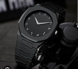Full Black Aura Quartz Watch – Lightweight Analog Design, Premium Quality Finish, Stylish Wrist Watch for Men & Boys | Available in Full Black & Black-White (Without Box)