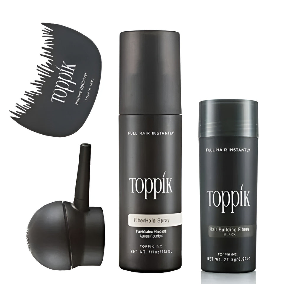 Toppik Hair Builiding Fiber ( 27.5g ) – Toppik Hair Comb – Toppik Spray Applicator – Toppik Hold Spray-Dark Brown