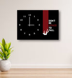 Fearless Fall" Motivational Wall Clock – 12x16" Wooden Frame, Digital Print, Hook Hanging, Inspirational Quote with Bold Visual Design