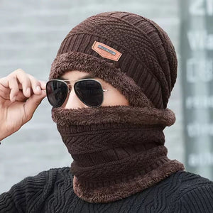 Premium Knitted Beanie Cap, Neck Gaiter And Touchscreen Gloves Combo Pack | Complete Winter Essentials For Cold Weather Protection (Brown)