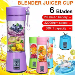 Rechargeable Portable Mini Juicer Blender – 6 Blades, 380ml Outdoor Juicing Cup