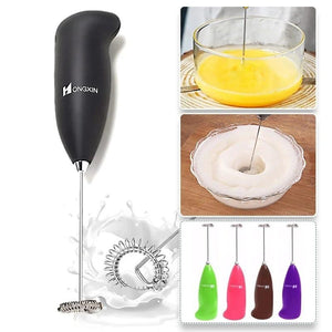 Electric Egg Beater Milk Drink Coffee Whisk Mixer Foamer Mini Handle Stirrer Practical Cooking Tool Kitchen Cell Operated (Mix/Random Color) - pack of 1